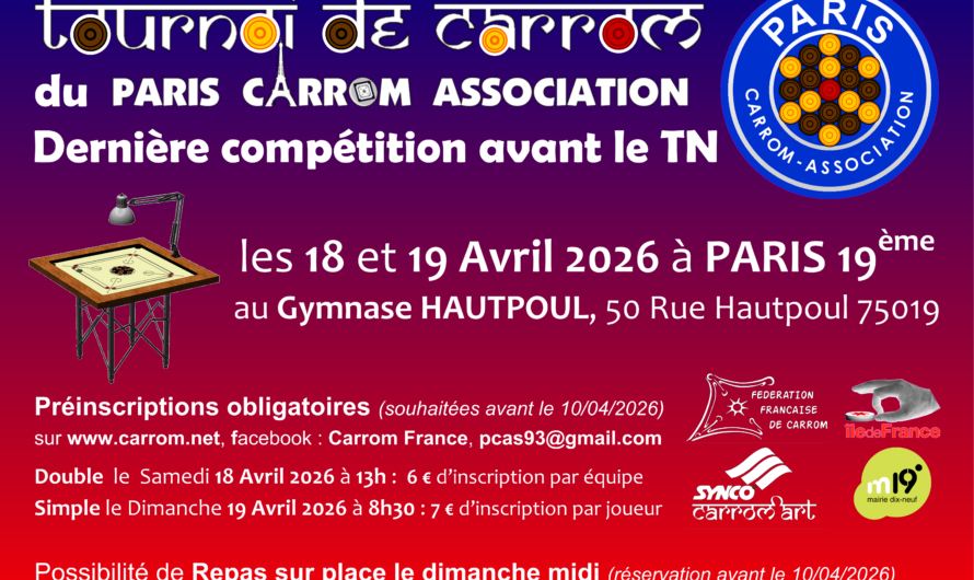 Tournois de Paris les 18 et 19 avril 2026